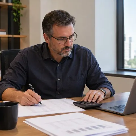 Profissional de contabilidade trabalhando no escritório